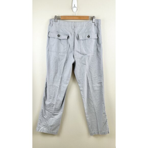 Old Navy Linen Blend‎ Pants Women’s Ankle Gray Sz M Beach Summer Coastal Pockets - Picture 2 of 7